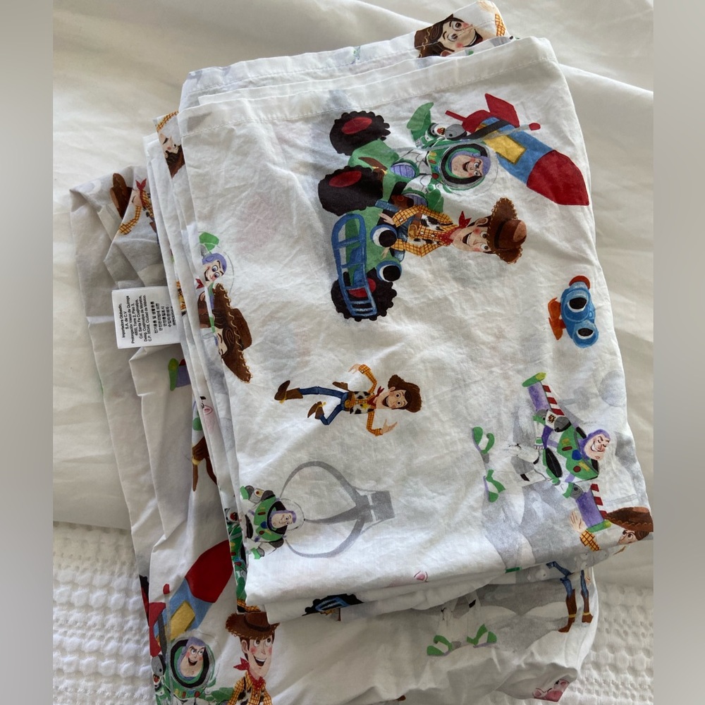 Pottery barn kids pixar Toy Story toddler sheet set.